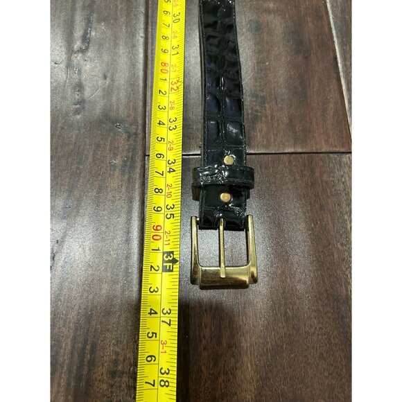 Croc Pattern Genuine Leather Belt Black Sz 14 Adjustable Single Prong Buckle - Picture 5 of 8